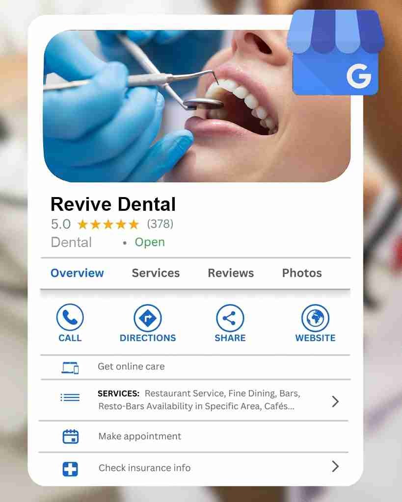 Google My Business optimization for a dental clinic improving local search rankings, reviews, and appointment actions